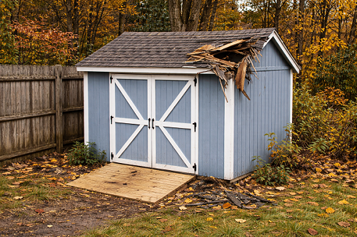 Shed storm damage repair example